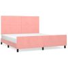 Cama Doble | Cama Para Adultos | Estructura De Cama Con Cabecero De Terciopelo Rosa 180x200 Cm Cfw8463444