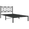 Cama Individual | Cama Para Adultos | Estructura De Cama Con Cabecero Metal Negro 107x203 Cm Cfw7563981