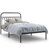 Cama Individual | Cama Para Adultos | Estructura De Cama Con Cabecero Metal Negro 107x203 Cm Cfw2714180