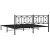 Cama Doble | Cama Para Adultos | Estructura De Cama Con Cabecero Metal Negro 193x203 Cm Cfw9441301