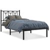 Cama Individual | Cama Para Adultos | Estructura De Cama Con Cabecero Metal Negro 75x190 Cm Cfw5521478