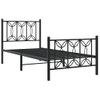 Cama Individual | Cama Para Adultos | Estructura De Cama Con Cabecero Y Estribo Metal Negro 75x190 Cm Cfw1057538