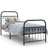 Cama Individual | Cama Para Adultos | Estructura De Cama Con Cabecero Y Estribo Metal Negro 75x190 Cm Cfw4406597