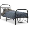 Cama Individual | Cama Para Adultos | Estructura De Cama Con Cabecero Y Estribo Metal Negro 75x190 Cm Cfw2784829