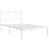 Cama Individual | Cama Para Adultos | Estructura De Cama De Metal Con Cabecero Blanco 107x203 Cm Cfw7426694