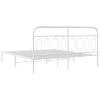 Cama Doble | Cama Para Adultos | Estructura De Cama De Metal Con Cabecero Blanco 193x203 Cm Cfw1778241