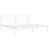 Cama Doble | Cama Para Adultos | Estructura De Cama De Metal Con Cabecero Blanco 193x203 Cm Cfw5678505