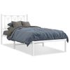 Cama Individual | Cama Para Adultos | Estructura De Cama De Metal Con Cabecero Blanco 75x190 Cm Cfw4636688