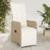 Silla De Jardín | Silla De Exterior | Sillón Reclinable Con Cojines Ratán Sintético Beige Cfw5251040