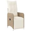 Silla De Jardín | Silla De Exterior | Sillón Reclinable Con Cojines Ratán Sintético Beige Cfw5251040