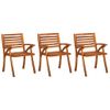 Pack 3 Uds Sillas De Comedor De Jardín | Silla De Exterior | Sillón Con Cojines Madera De Acacia Cfw2930706