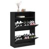 Zapatero | Mueble Zapato Moderno | Armario Zapatero Con 2 Cajones Abatibles Negro 80x34x116 Cm Cfw4247108