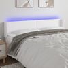 Cabecero Cama Con Led | Panel De Cabecera Cuero Sintético Blanco 163x16x78/88 Cm Cfw9099862