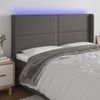 Cabecero Cama Con Led | Panel De Cabecera Cuero Sintético Gris 183x16x118/128 Cm Cfw6245243