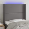 Cabecero Cama Con Led | Panel De Cabecera Cuero Sintético Gris 93x16x118/128cm Cfw9583439