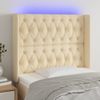 Cabecero Cama Con Led | Panel De Cabecera De Tela Color Crema 103x16x118/128 Cm Cfw2131743