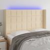 Cabecero Cama Con Led | Panel De Cabecera De Tela Color Crema 147x16x118/128 Cm Cfw6140592