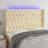 Cabecero Cama Con Led | Panel De Cabecera De Tela Color Crema 147x16x118/128 Cm Cfw3597508