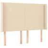 Cabecero Cama Con Led | Panel De Cabecera De Tela Color Crema 147x16x118/128 Cm Cfw8592599