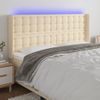 Cabecero Cama Con Led | Panel De Cabecera De Tela Color Crema 183x16x118/128 Cm Cfw7548634