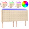 Cabecero Cama Con Led | Panel De Cabecera De Tela Color Crema 183x16x118/128 Cm Cfw7548634