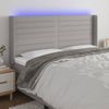 Cabecero Cama Con Led | Panel De Cabecera De Tela Gris Claro 163x16x118/128 Cm Cfw5541339