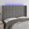 Cabecero Cama Con Led | Panel De Cabecera De Tela Gris Oscuro 147x16x118/128 Cm Cfw7952118