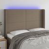 Cabecero Cama Con Led | Panel De Cabecera De Tela Gris Taupe 147x16x118/128 Cm Cfw5798768