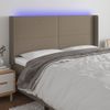 Cabecero Cama Con Led | Panel De Cabecera De Tela Gris Taupe 203x16x118/128 Cm Cfw1933746