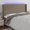 Cabecero Cama Con Led | Panel De Cabecera De Tela Gris Taupe 203x16x118/128 Cm Cfw9413409