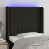 Cabecero Cama Con Led | Panel De Cabecera De Tela Negro 93x16x118/128 Cm Cfw8674573