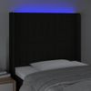 Cabecero Cama Con Led | Panel De Cabecera De Tela Negro 93x16x118/128 Cm Cfw8674573