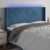 Cabecero Cama Con Led | Panel De Cabecera De Terciopelo Azul Oscuro 203x16x118/128 Cm Cfw7335599