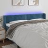 Cabecero Cama Con Led | Panel De Cabecera De Terciopelo Azul Oscuro 203x16x78/88 Cm Cfw6984110