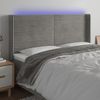 Cabecero Cama Con Led | Panel De Cabecera De Terciopelo Gris Claro 163x16x118/128 Cm Cfw6081232