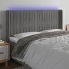 Cabecero Cama Con Led | Panel De Cabecera De Terciopelo Gris Claro 163x16x118/128 Cm Cfw4222587