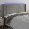 Cabecero Cama Con Led | Panel De Cabecera De Terciopelo Gris Claro 183x16x118/128 Cm Cfw3142082