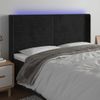 Cabecero Cama Con Led | Panel De Cabecera De Terciopelo Negro 183x16x118/128 Cm Cfw2157391