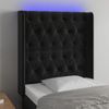 Cabecero Cama Con Led | Panel De Cabecera De Terciopelo Negro 83x16x118/128 Cm Cfw3637706