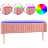 Cabecero Cama Con Led | Panel De Cabecera De Terciopelo Rosa 183x16x78/88 Cm Cfw9017284