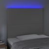 Cabecero Cama Con Luces Led | Panel De Cabecera Cuero Sintético Gris 100x5x118/128 Cm Cfw5451696