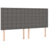 Cabecero Cama Con Luces Led | Panel De Cabecera Cuero Sintético Gris 160x5x118/128 Cm Cfw6862573