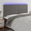 Cabecero Cama Con Luces Led | Panel De Cabecera Cuero Sintético Gris 180x5x118/128 Cm Cfw3388959