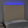 Cabecero Cama Con Luces Led | Panel De Cabecera Tela Crema 100x5x118/128 Cm Cfw3232483