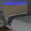 Cabecero Cama Con Luces Led | Panel De Cabecera Tela Crema 180x5x118/128 Cm Cfw7091279