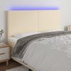 Cabecero Cama Con Luces Led | Panel De Cabecera Tela Crema 200x5x118/128 Cm Cfw4619569