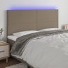 Cabecero Cama Con Luces Led | Panel De Cabecera Tela Gris Taupe 200x5x118/128 Cm Cfw7024442