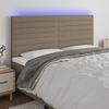 Cabecero Cama Con Luces Led | Panel De Cabecera Tela Gris Taupe 200x5x118/128 Cm Cfw1803387