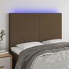 Cabecero Cama Con Luces Led | Panel De Cabecera Tela Marrón Oscuro 144x5x118/128 Cm Cfw2771856