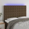 Cabecero Cama Con Luces Led | Panel De Cabecera Tela Marrón Oscuro 144x5x118/128 Cm Cfw2817938